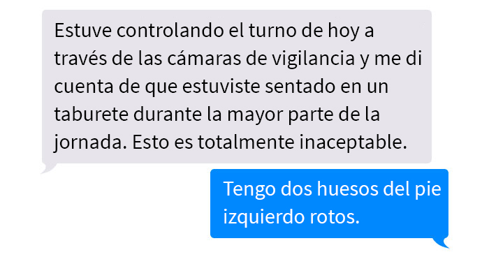 Este jefe critica a un empleado con fractura ósea por sentarse en un taburete, pero cambia el tono de inmediato cuando este decide renunciar