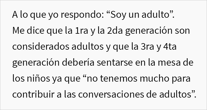 A este chico de 22 años le pidieron que se sentara en la mesa de los niños, así que tomó el quiche que trajo y simplemente se fue