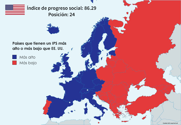 Países europeos considerados más progresistas que EE. UU., según el índice de progreso social (o SPI, por sus siglas en inglés)
