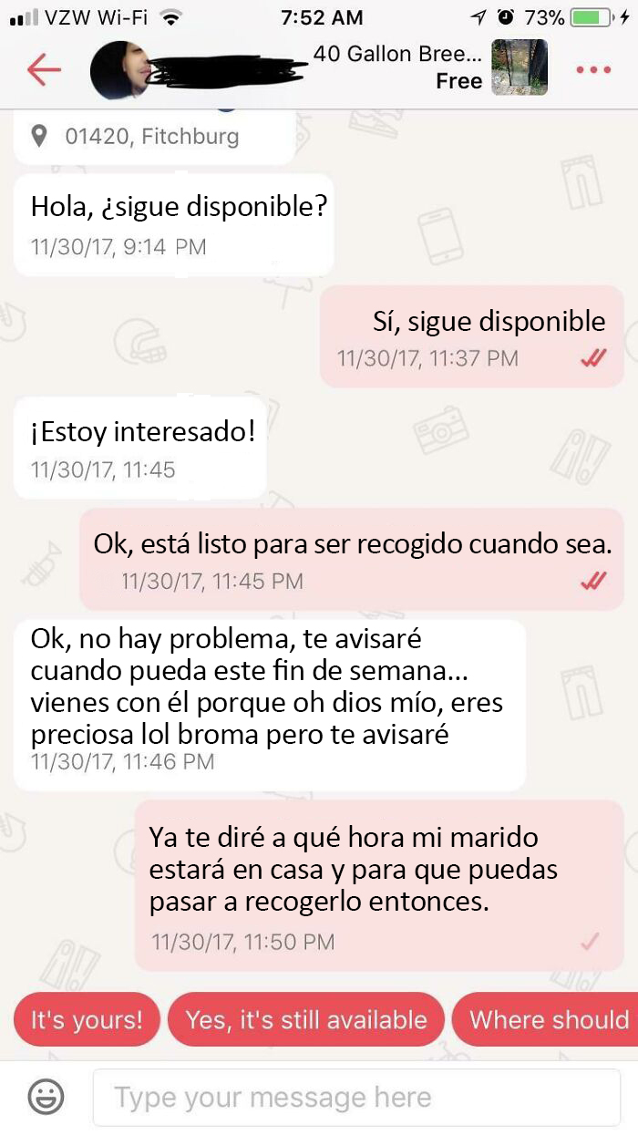 He estado intentando vender algo en Letgo y todo lo que recibo son mensajes como este, ¿qué le pasa a la gente?