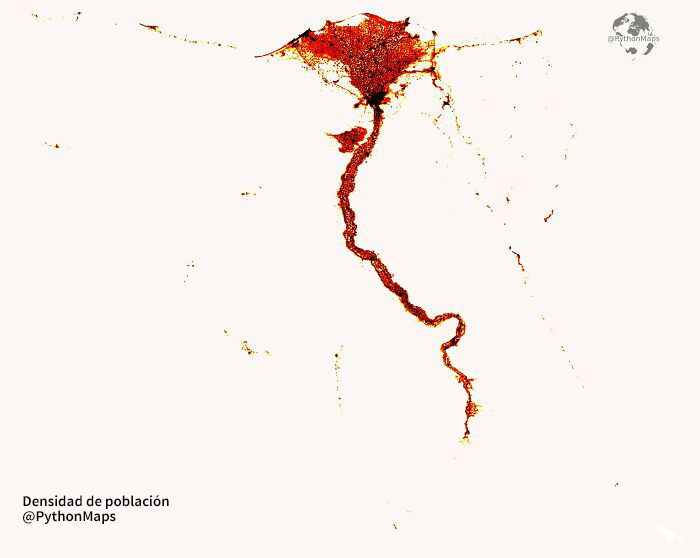  Densidad de población de Egipto