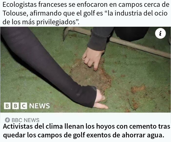 Campos de golf desperdiciando agua mientras a la gente se la cortan