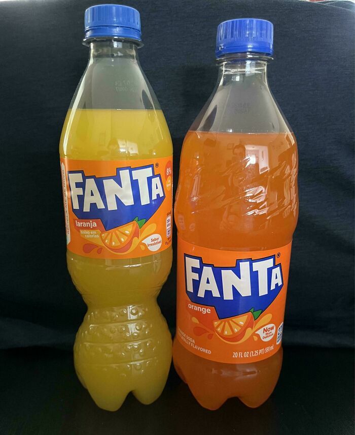 Fanta De Naranja, A La Izquierda Comprada En España, A La Derecha En Eeuu