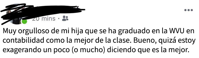 Soy la única de la familia que no se convirtió en médico. Mi madre obligó a mi padre a publicar sobre mi graduación porque siempre se jacta de mis hermanos médicos y dentistas. Esto es lo que obtuve