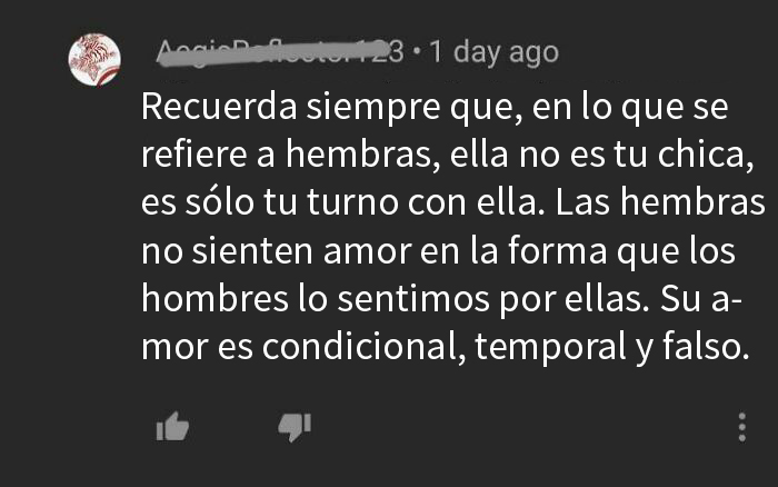 No ha tenido una relación con una mujer en su vida