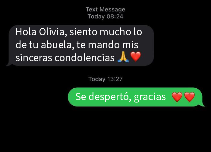 Espero que Olivia esté bien