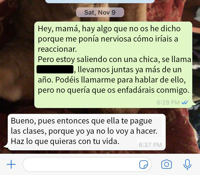 Cuando salí del armario con mi madre. Llevan ya 2 semanas sin hablarme