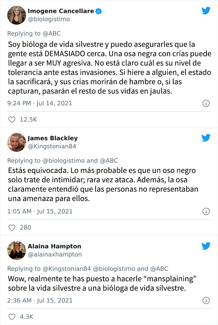 Además, confundió el comportamiento de los osos negros con el de los osos pardos