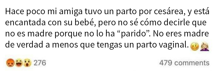 Si no te sale por la vagina, no eres madre