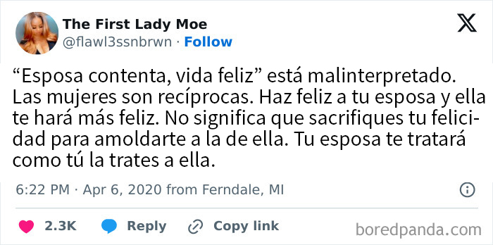 Las mujeres no se nutren de la miseria de sus maridos