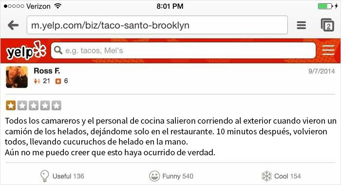 La mejor reseña de Yelp