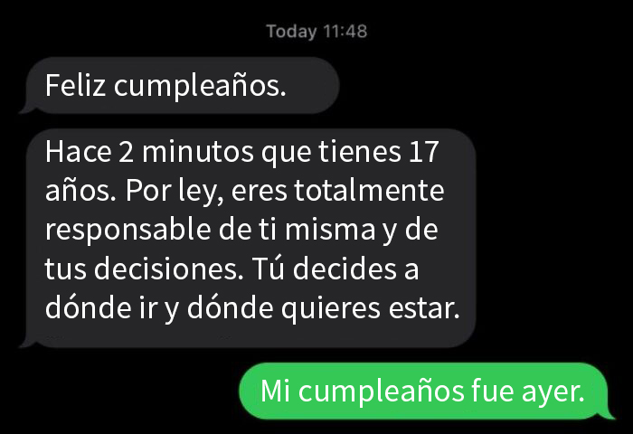 Mensaje de nuestra madre distanciada a mi hermana por su 17 cumpleaños