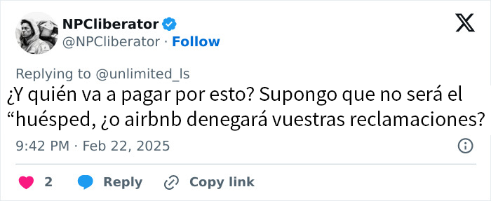 Comentario sobre el mal estado de alojamiento temático de Harry Potter tras la visita de huéspedes.