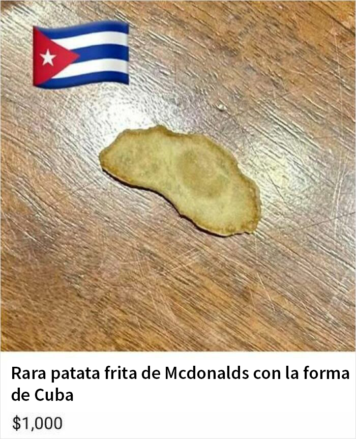 Patata frita de McDonald's con forma de Cuba en Facebook Marketplace.