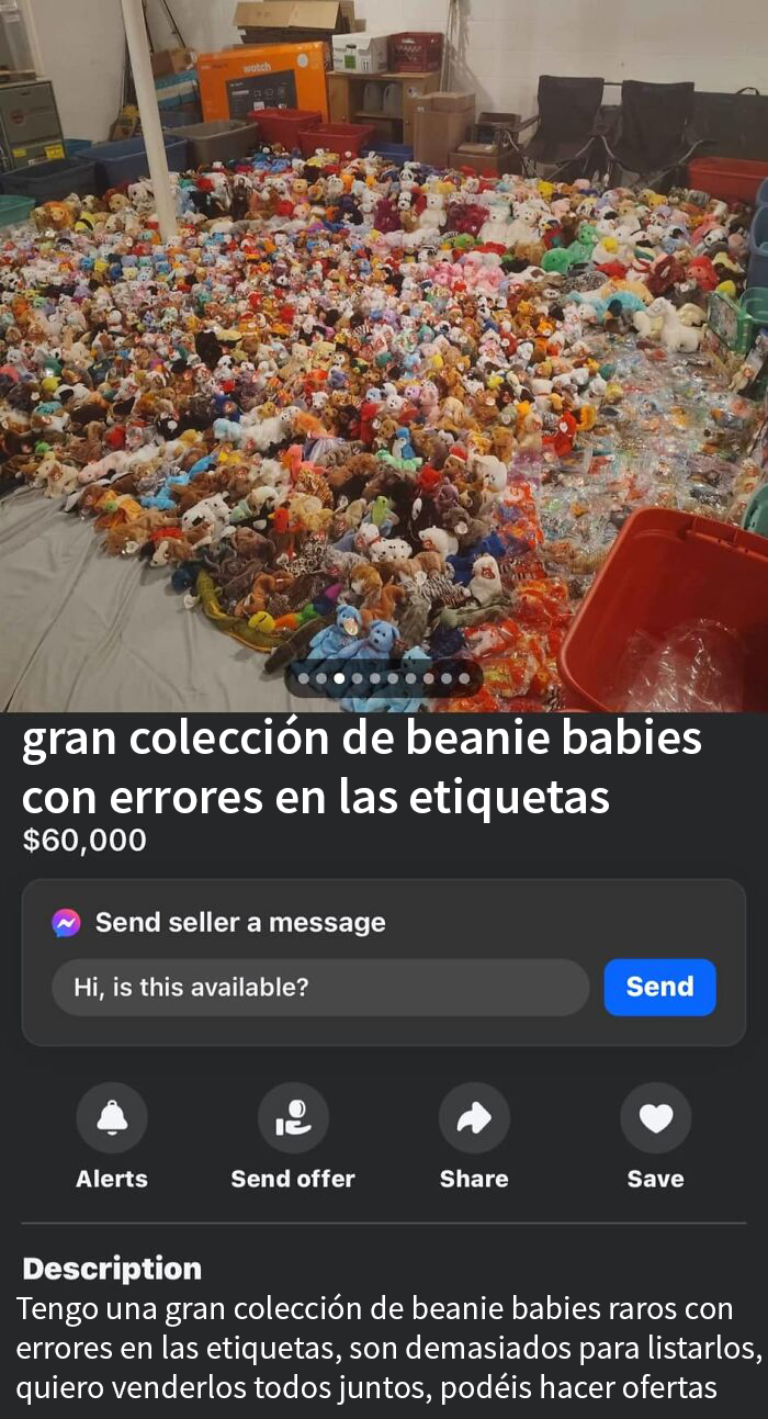 Gran colección de Beanie Babies en venta por un vendedor único en Facebook Marketplace.